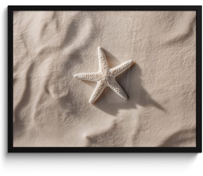 Poster in lijst - Fotolijst 80x60 cm - Posters - Strand - Zeester - Zand - Beige - Posterlijst zwart - Decoratie - Wanddecoratie woonkamer - Muurdecoratie slaapkamer