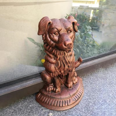 Deurstopper Hond - Gietijzeren Gewicht - Deur Open Houden - Antiek Bronzen Afwerking - 325 cm Hoog - Brons