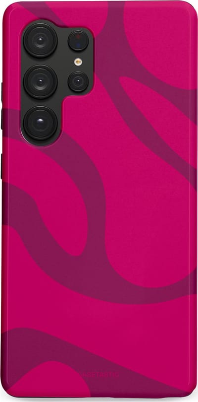 Casetastic hoesje geschikt voor Samsung Galaxy S25 Ultra - Dubbellaagse bescherming - Violet Paarse Golven - Fashion Case - Roze