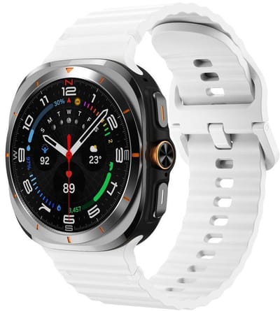 Siliconen wave bandje - geschikt voor Samsung Galaxy Watch 8 (40mm) / Galaxy Watch 8 (44mm) / Galaxy Watch 8 Classic - maat M/L - gespsluiting - wit