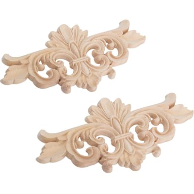 2 stuks Bloemgesneden Lange Onlay Appliqué Snijwerk Decal Meubeldecoratie (#1: 16*7,5 cm)