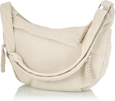 Dames Corduroy Schoudertas, Verstelbare Crossbody Dumpling Tas voor Reizen, Werk en School, Half Maan Tas voor Dagelijks Gebruik