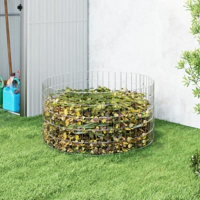 Compostbak Tuin - Compostvat Compostbak - Afval Verwerken - Roestvrij Gegalvaniseerd Staal - 100x50cm - Zilver