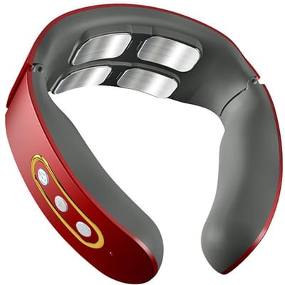 EMS Elektrische Nek Massager 6 Standen 9 Versnellingen Nek Schouder Massage Draadloze Cervicale Wervelkolom Massager Verwarming Fysiotherapie Pijnverlichting rood