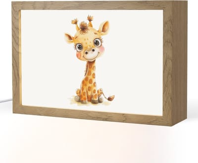 Nachtlampje 30x20 cm - Kinder lampje - Giraf - Baby dier - Wilde dieren - Tafellamp kinderkamer - Slaapkamer lamp - Bedlamp kinderen - Kinderlampje stopcontact - Wandlamp babykamer - Nachtlampjes