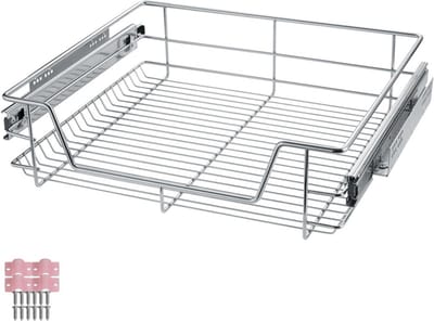 Uittrekbare Lade - Keukenmand - Kast Organiseren - Volledig Uittrekbaar - 60 cm - Zilver