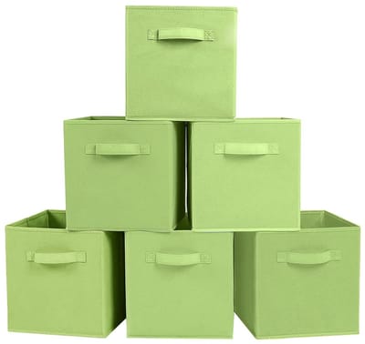 Dailygoods- Opbergbox - 6 Stuks - Opvouwbare Opbergkubus - Opbergdoos van Stevig Karton - Handgrepen - Perfect voor Kleding/Speelgoed - Opbergmand