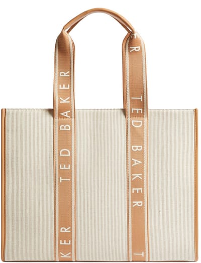 Ted Baker Shopper Schoudertas Hayllee Striped Canvas Large Icon Bag Camel Beige