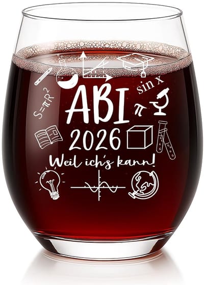 Dailygoods- Wijnglazen 550 ml - ABI 2026 - Geslaagd Examen Cadeau - Afstudeercadeau - Hoogwaardig Glas - Robuuste Afwerking - Drinkglas
