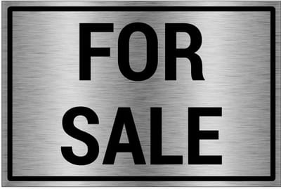 For sale bord - gecoat brushed aluminium - grijs zwart | 30 x 20 cm