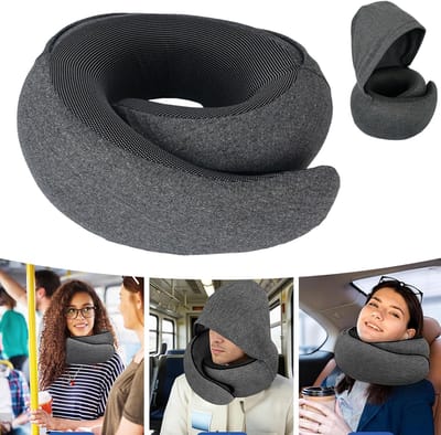 Reiskussen Met Capuchon - Nekkussen Van Traagschuim - Reiskussen Voor In De Nek - U-Vormig Nekkussen Met Oogmasker