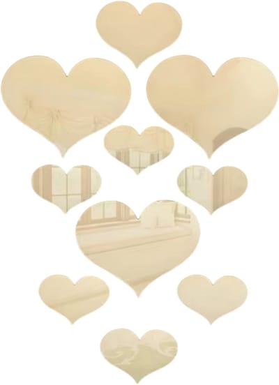 10-delige 3D Hart Wandstickers – Spiegel Muurstickers – Zelfklevende & Verwijderbare Wanddecoratie voor Woonkamer, Slaapkamer, Kinderkamer en Thuisdecoratie - GOUD