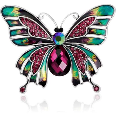 Kristallen Vlinder Broche Insect Emaille Speld Bedel Dames Kleding Broches Sieraden Feest Banket Spelden Clip Cadeau black
