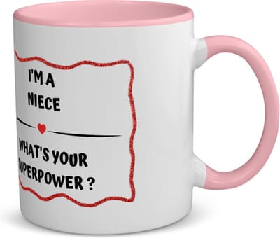 Akyol - i'm a niece what's your superpower? koffiemok - theemok - roze - Nicht - super nicht - verjaardag - cadeautje voor nicht - nicht artikelen - kado - geschenk - 350 ML inhoud