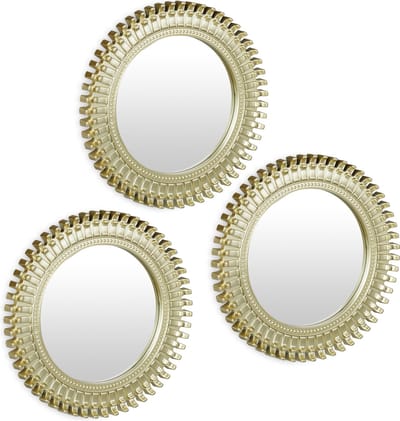 wandspiegel set van 3 - rond - woonkamer - hal - Ø 25 cm - kunststof rand - goud
