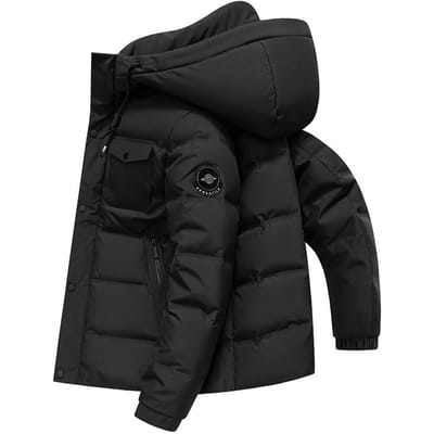 Nieuwe Donsjas met Capuchon voor Heren In de Winter, Slank en Warm, Veelzijdige Donsjas in Koreaanse Stijl, Casual Jas met Capuchon voor Heren L black
