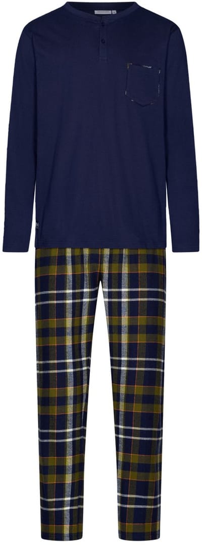 Pastunette - Pyjama - Adventure - Katoen - Flanel - Blauw/Groen - Maat XXL