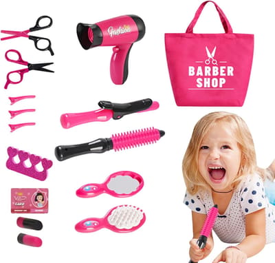 Kindersalon Set - Kappersspeelgoed Meisjes - Fantasie Spelen - Veilig ABS Materiaal - 21.5 x 14.5 x 9.5 cm - Willekeurig