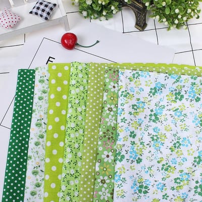 Lot de 7 tissus en coton prédécoupés, carrés assortis, 50 x 50 cm, pour literie Green