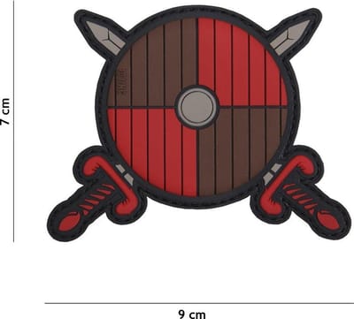 101 Inc Embleem 3D Pvc Viking Schild   2 Zwaarden Rood Bruin  17045