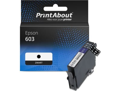 PrintAbout huismerk Inktcartridge 603 (C13T03U14010) Zwart Geschikt voor Epson