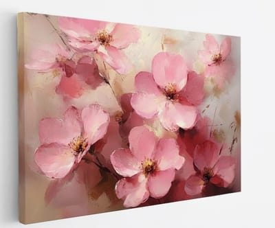 Saammp Canvas Schilderij - Bloemen in Pastelkleuren - Abstract - 60x40 - Foto op canvas - Wanddecoratie - Muurdecoratie Woonkamer - Kantoor Decoratie