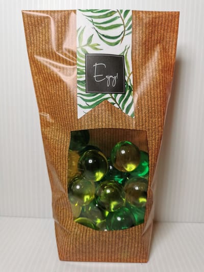 Mooi zakje met 25 badparels geur appel als geschenk of voor eigen gebruik