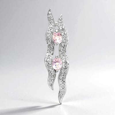 Cavill - Zilveren Hanger met 0,29 ct Roze Koperen Toermalijn & 0,19 ct Zirkonia - 925 Sterling Zilver - Ovale Elegante Edelsteen