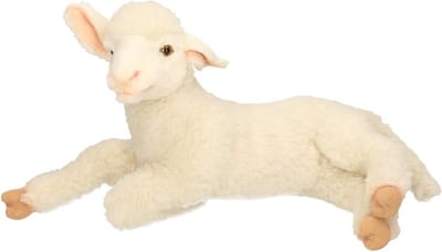 Hansa pluche lam/schaap knuffel - liggend - 33 cm - dieren knuffels