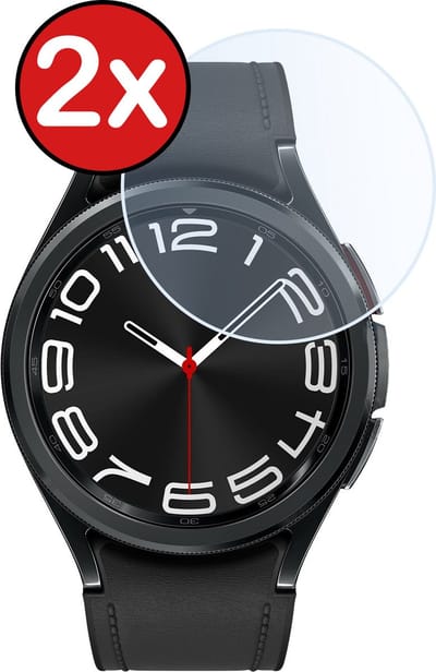 Screenprotector - 2 Stuks - Geschikt voor Samsung Watch 6 Classic 43 mm - Sterk & Shockproof - Tempered Glass - Gehard Glas - Beschermglas Screen Cover - Bescherm Protector voor Smartwatch