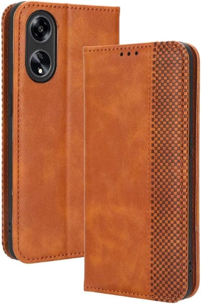Geschikt voor Oppo A98 5G Lederen flip portemonnee hoesje - Bruin