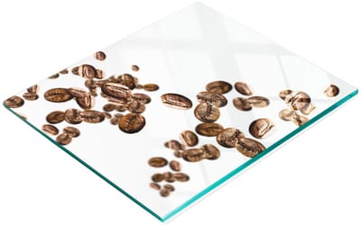 Decoratieve glazen snijplank met koffieboonmotief, 60x52 cm