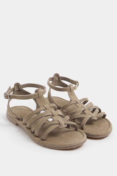 Yours Natuurbruine Imitatiesuède Gladiatorsandalen In Extra Brede Epasvormsize 37EEE
