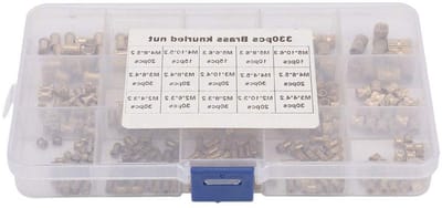 Set van 330 Draad Inserts met Serrated en Knurl voor M2 M3 M4 M5 Messing Bevestigingsmiddelen en Isolatie Nuts