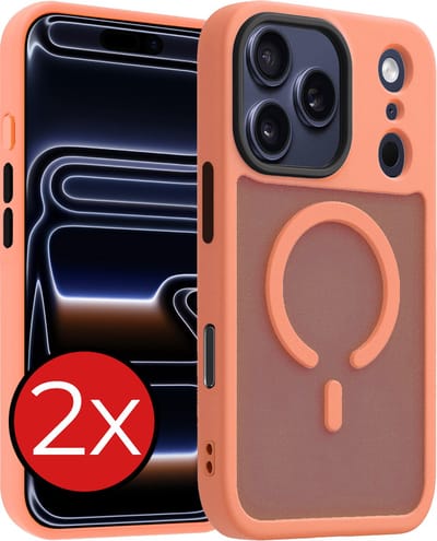 Hoesje - 2 Stuks - Geschikt voor iPhone 17 Pro / 18 Pro - Magsafe Compatible - Sterk & Shockproof - Shock Proof Case - Back Cover - Telefoon Hoes - Telefoonhoes - Perzik