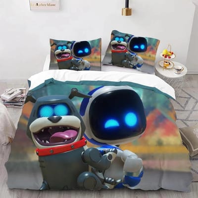Astro Bot Schattige Cartoon Beddengoed Collectie Dekbed Collectie Eenpersoons Tweepersoons Bed King Size Bed Collectie Slaapkamer Jongens Volwassenen Dekbedovertrek Kussensloop 175X220cm-3pcs