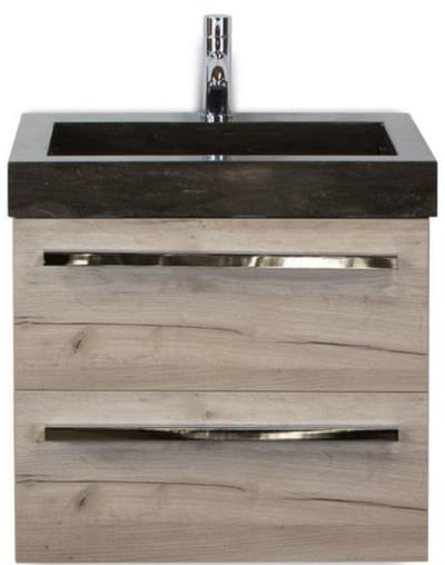 Seville Badmeubelset 60 cm - Craft Oak - Wastafel Hardsteen Wit Lucca