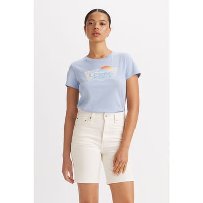 Levi's The Perfect Tee Wave Bw Fill Kentucky Blue Maat: XS | Tops Outlet | Dames | Blauw
