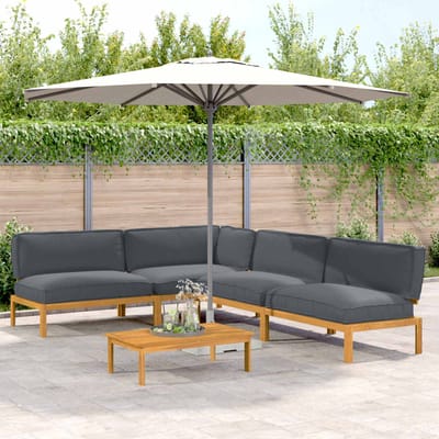 vidaXL - Bankstel - 5 - st - Antraciet - Massief - Acacia - Hout