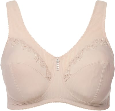 Ulla Popken - Dames - Ontlastingsbeha zonder beugel strasshanger - Parelwit - Maat 105F