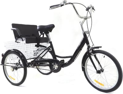 20 inch Driewieler voor Volwassenen met Kinderzitje en Boodschappenmand - Comfortabel en Stabiel