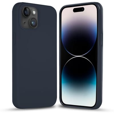 Coverzs Solid silicone case geschikt voor Apple iPhone 14 (donkerblauw) - iPhone 14 hoesje blauw - iPhone 14 case geschikt voor Apple - Luxe siliconen hoesje met 3-laags bescherming