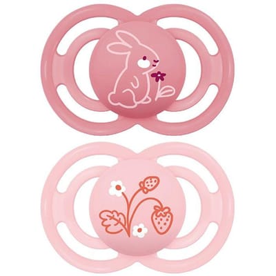 Sucettes-MAM Sucette Perfect Animaux - 18+ Mois - Silicone - X2 (Modèle : Lapin et Fraises)