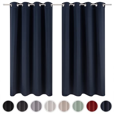 Blumtal Gordijnen - Set van 2 - Verduisterend - Kant en Klaar - 117 x 138 cm - Donker Oceaan Blauw