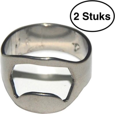 Bier open ring - 2 stuks - Bier opener - Flesopener - 22 mm - Bar accessoires - Roest Vrij staal - RVS