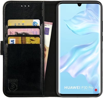 Rosso Element Book Case Wallet Hoesje Geschikt voor Huawei P30 Pro (New Edition) | Portemonnee | 3 Pasjes | Magneetsluiting | Stand Functie | Zwart