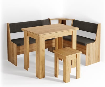 Vicco Roman Hoekbank set – 150 x 120 cm met tafel Krachtige eik goud