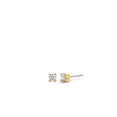 TI SENTO Dames Oorbellen - 925 zilver - Zirkonia met geel verguld - 7836ZY