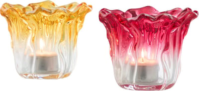 J-Line theelichthouder - glas - mix - small - set van 2