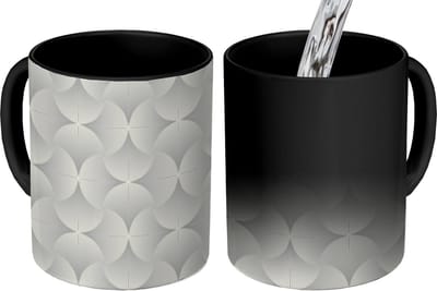 Magische Mok - Foto op Warmte Mokken - Koffiemok - Patronen - Zilver - Retro - Magic Mok - Beker - 350 ML - Theemok
